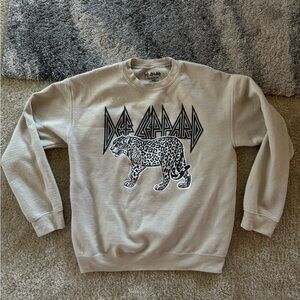 Def Leppard Beige Crewneck Sweater